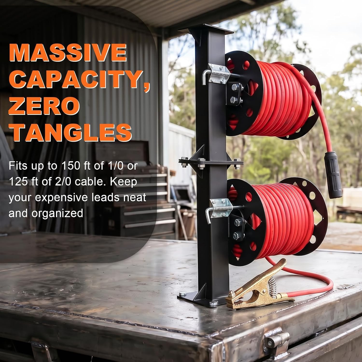 Heavy Duty 2-in-1 Modular Welding Lead Reels,0.16 in Steel | 2pcs Stackable Reel
