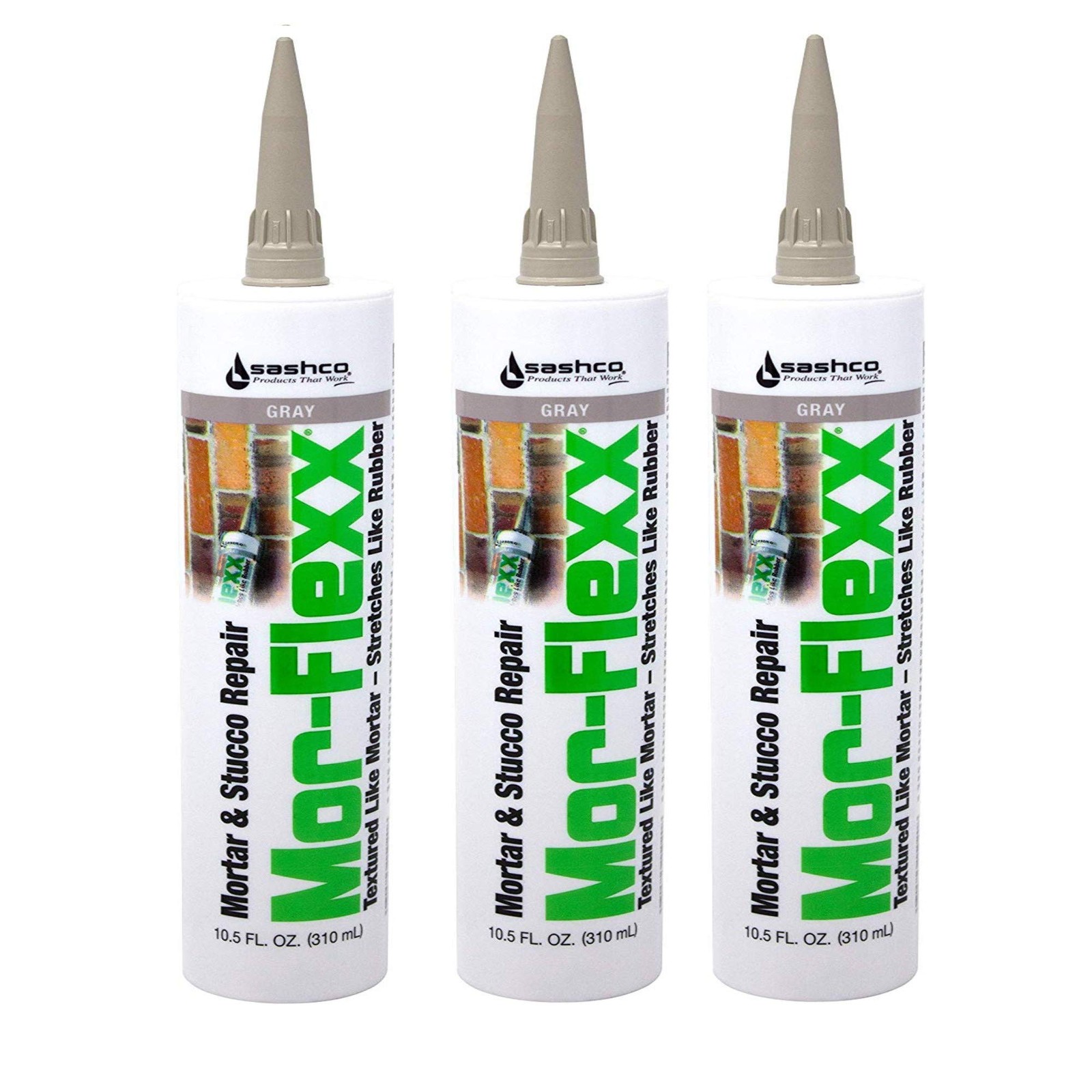Mor Flexx Acrylic Latex Caulk Flexible 10.5 Oz Gray Textured Mortar Stucco Se…