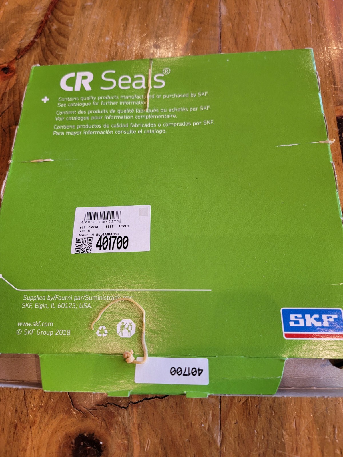 SKF 401700 OIL SEAL, JOINT RADIAL, VR1, 6.500″ x 7.690″ x 0.470″, NIB