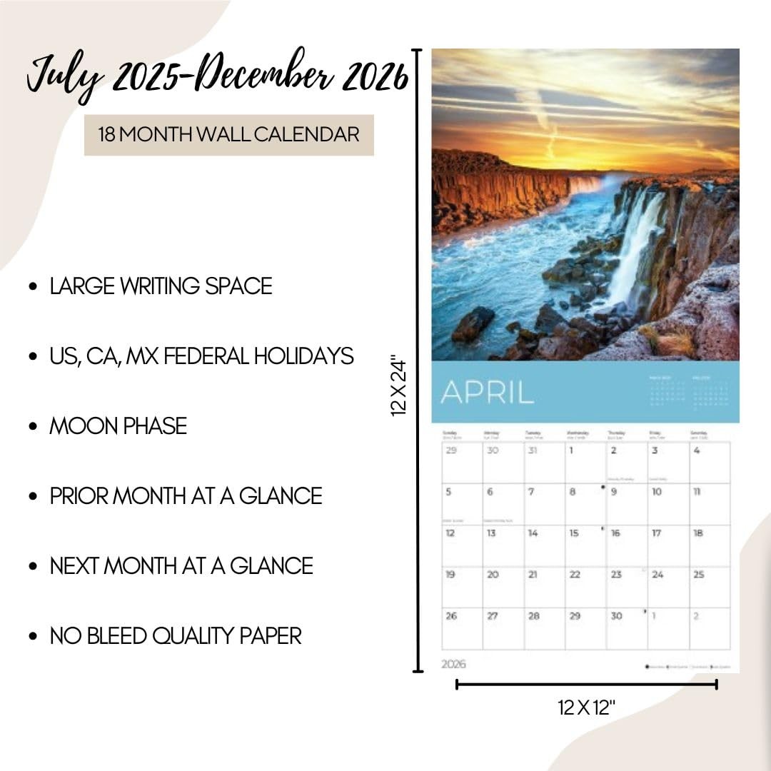 Rainbow Calendar July 2025- December 2026 Wall 18 Month | Rainbows
