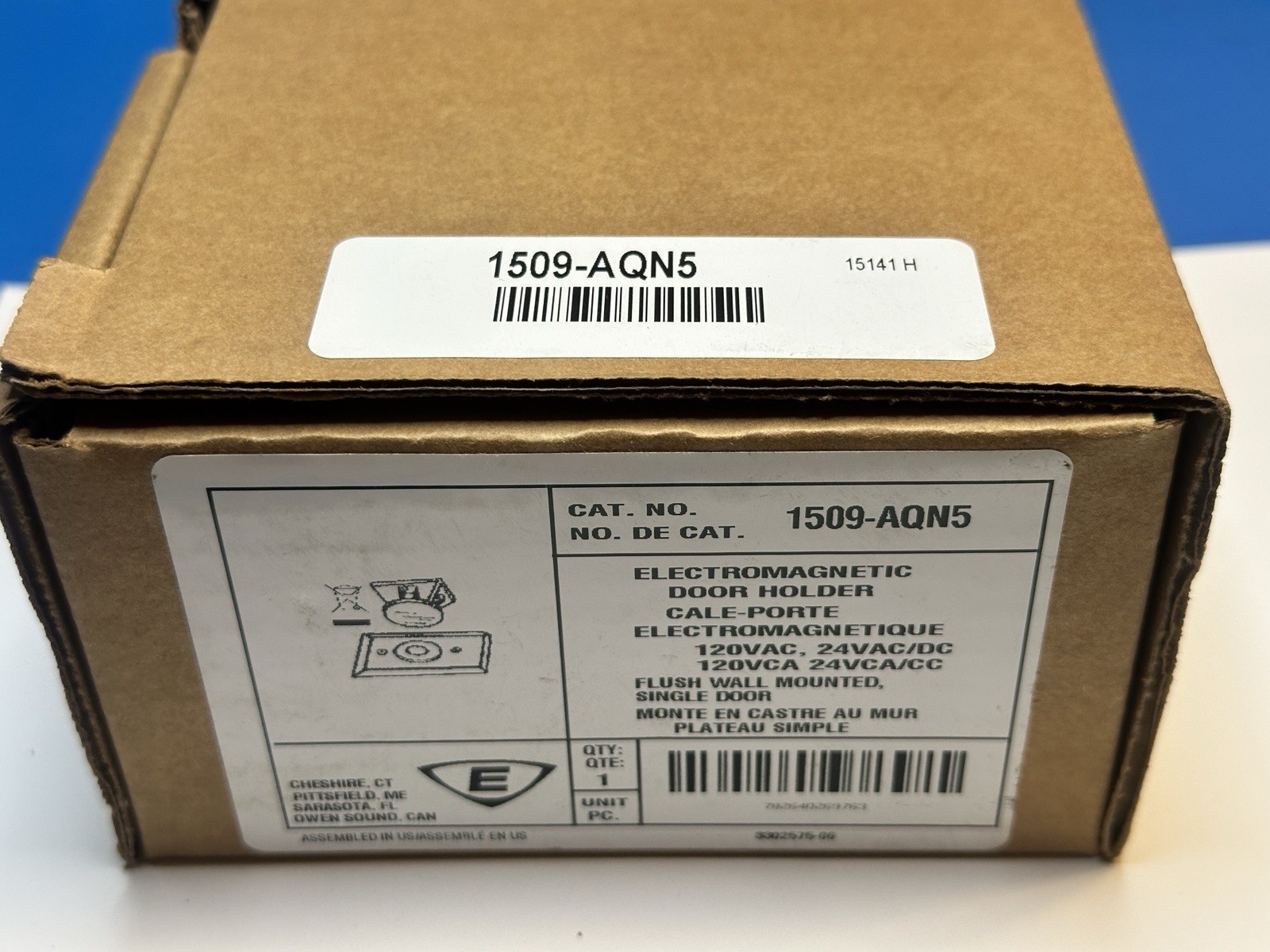 Edwards 1509-AQN5 Electromagnetic Fire Door Holder 120VAC 24VAC/DC Flush Mount