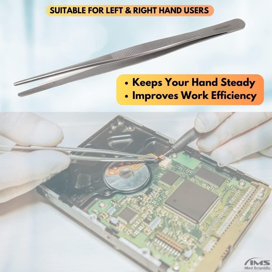 Blunt Serrated Tweezers Made of Stainless Steel Heat Resistant 8-inches