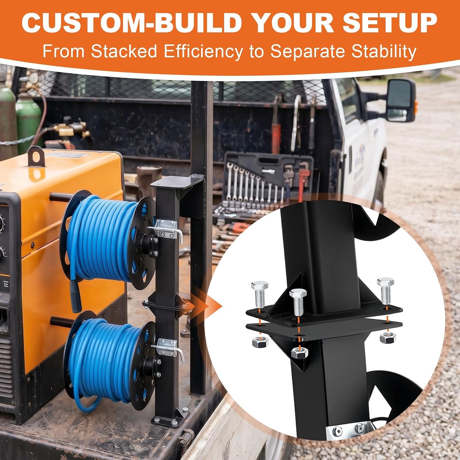 Heavy Duty 2-in-1 Modular Welding Lead Reels,0.16 in Steel | 2pcs Stackable Reel