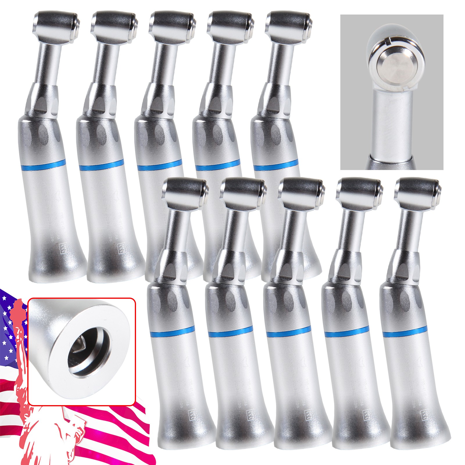 10pcs NSK Style Dental Low Slow Speed Handpiece Contra Angle Push Button E-Type
