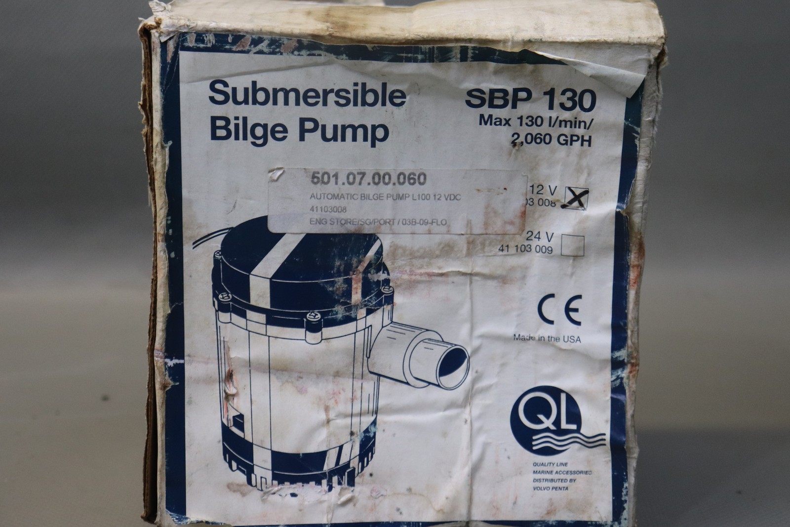 Volvo Penta SBP130 Submersible Bilge Pump 130L/min 2,060GPH 12VDC 41103008 Unused Original Packaging