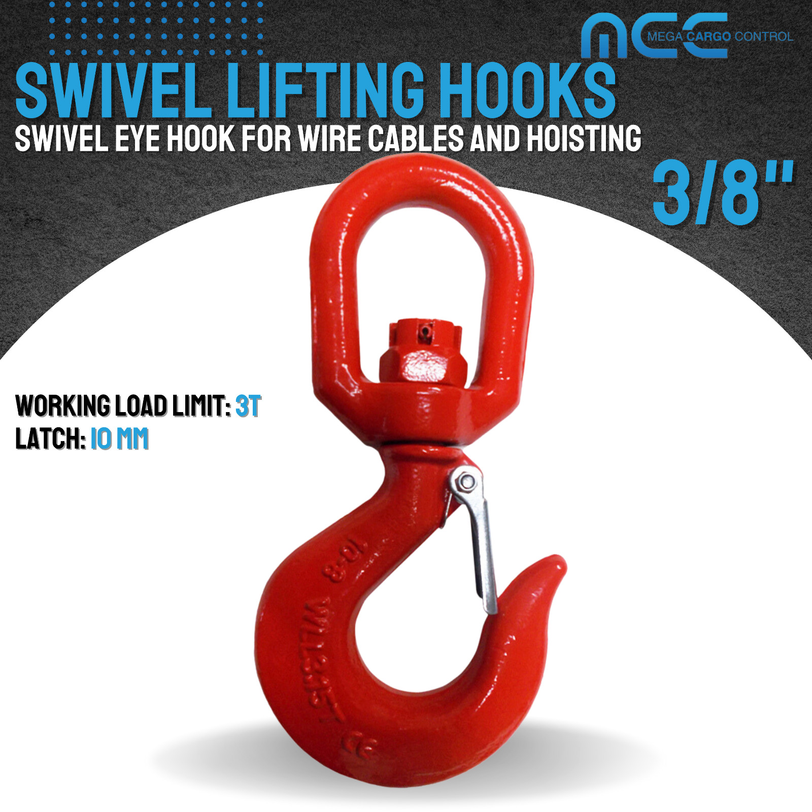 G80 Heavy Duty 1.2T – 5T Swivel Lifting Hook w/ Latch for Lifting Hoist Rigging