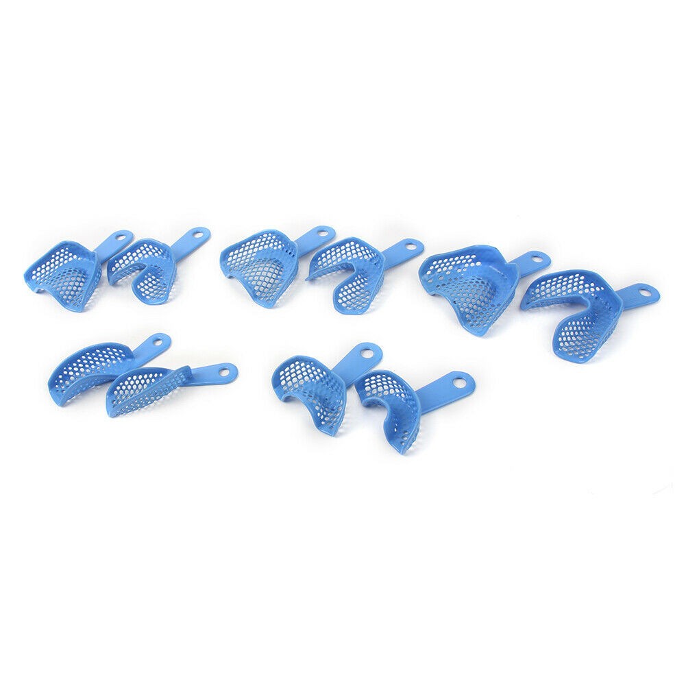 Dental Autoclavable Plastic Steel Impression Trays Denture Blue L/M/S/Q/A Opt