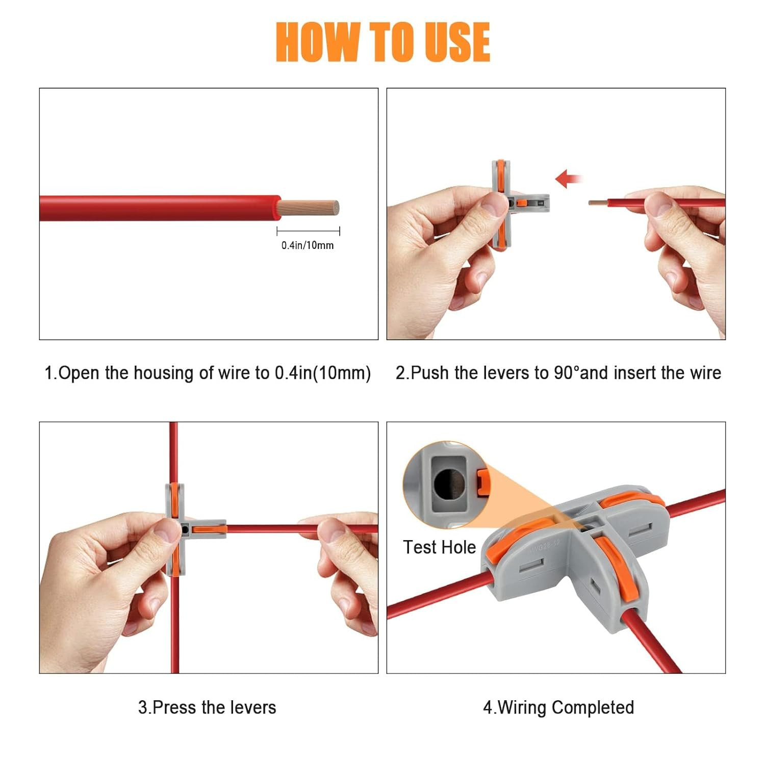 30 PCS Compact Wire Conductor Connector, T Shape Lever Nut Wire Connector Push I