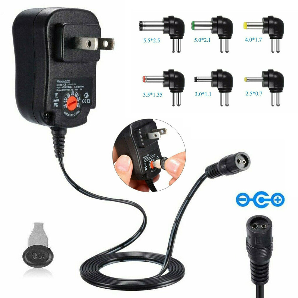 12W Universal Adjustable AC/DC Power Adapter 6V 9V 12V Power Supply Plug Charger