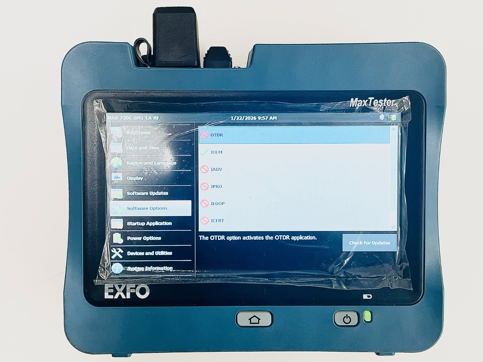 EXFO MaxTester 720C-SM1 OTDR iOLM 1310/1550nm PM/VFL Calibrated 01/2026 Tested