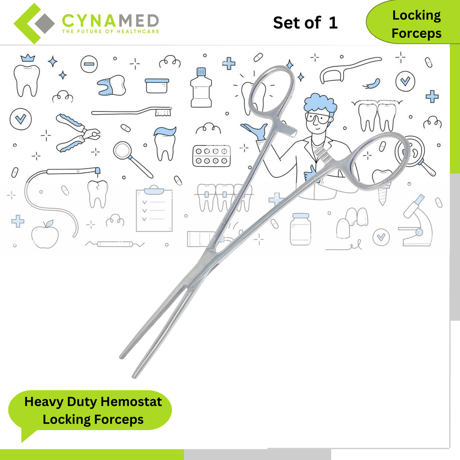 Cynamed Stainless Steel Heavy Duty Hemostat Locking Forceps Clamps Serrated Jaws