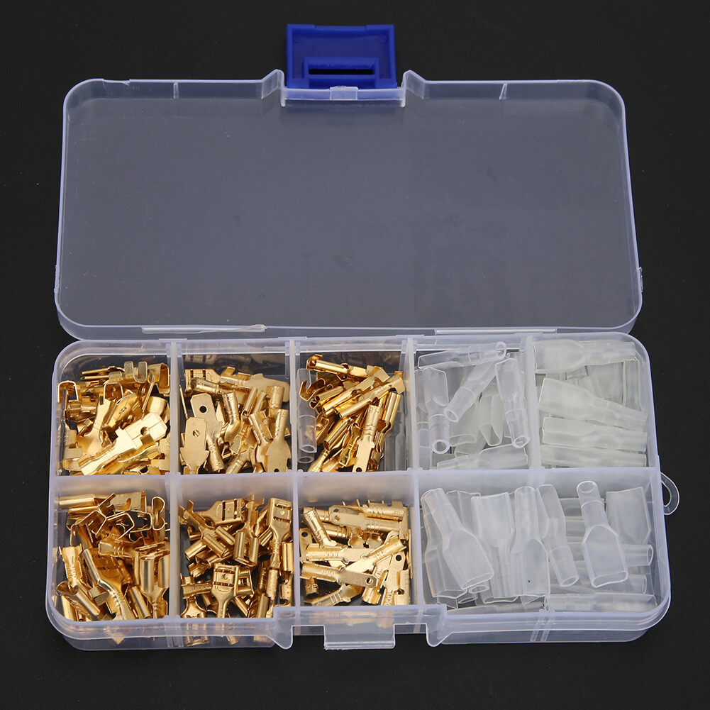 180Pcs Electrical Wire Cable Terminal Connector Golden Insert Spring With Cover