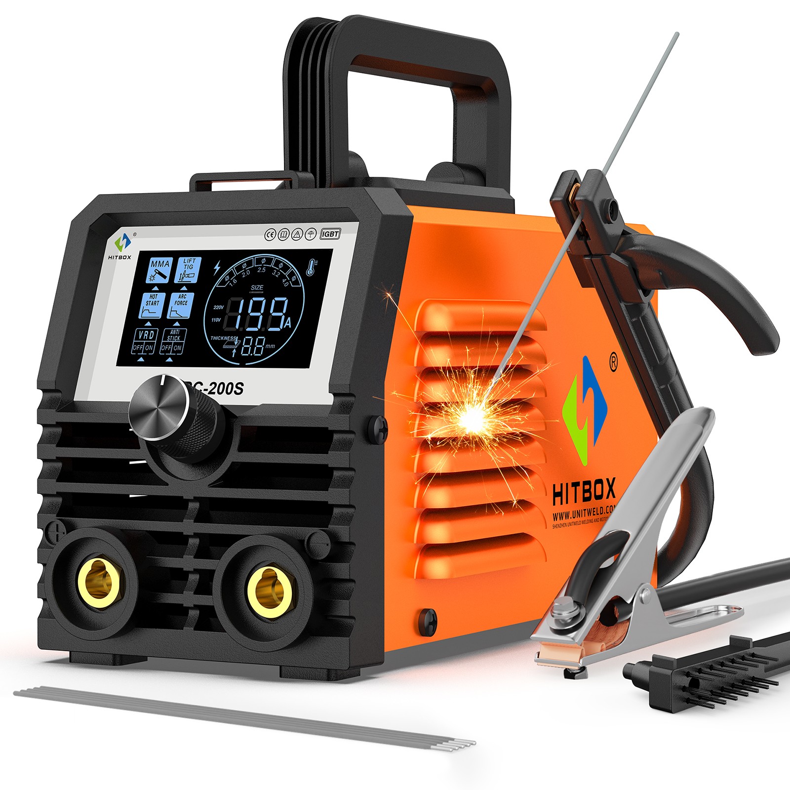 HITBOX 200A Stick Welder 110V ARC MMA Lift TIG 2-in-1 Welding Machine DIY/Gift