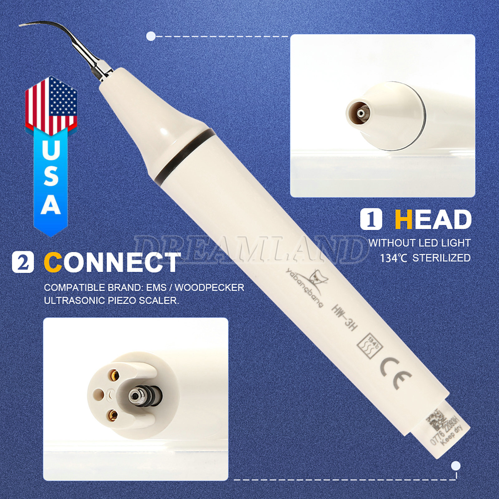 Dental Ultrasonic Piezo Scaler Handpiece Fit WOODPECKER EMS Cavitron Tips CE