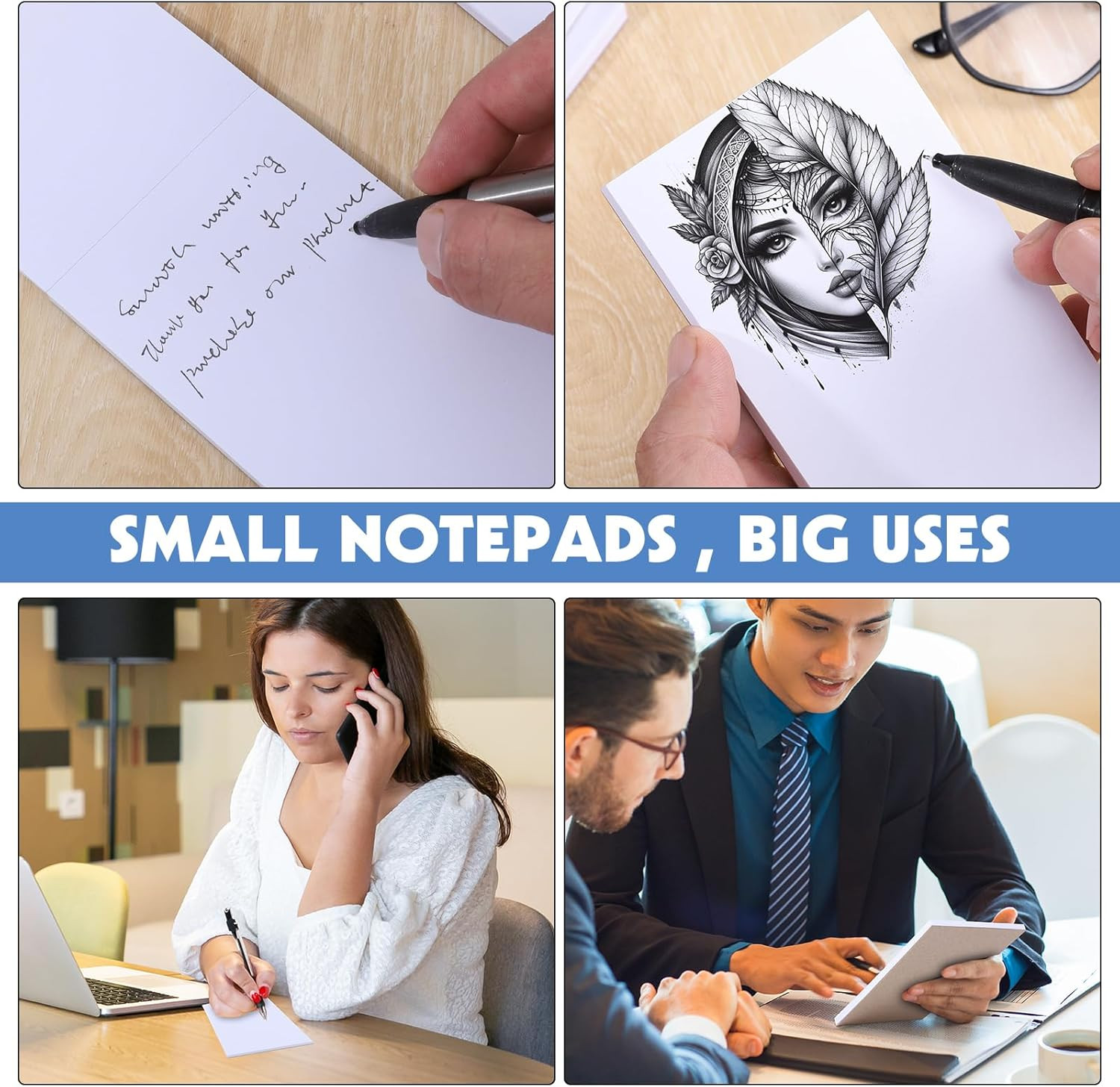 10 Pack Note Pads, 3″X 5″ Writing Pads Scratch Pad 50 Sheets per Pad Small Memo