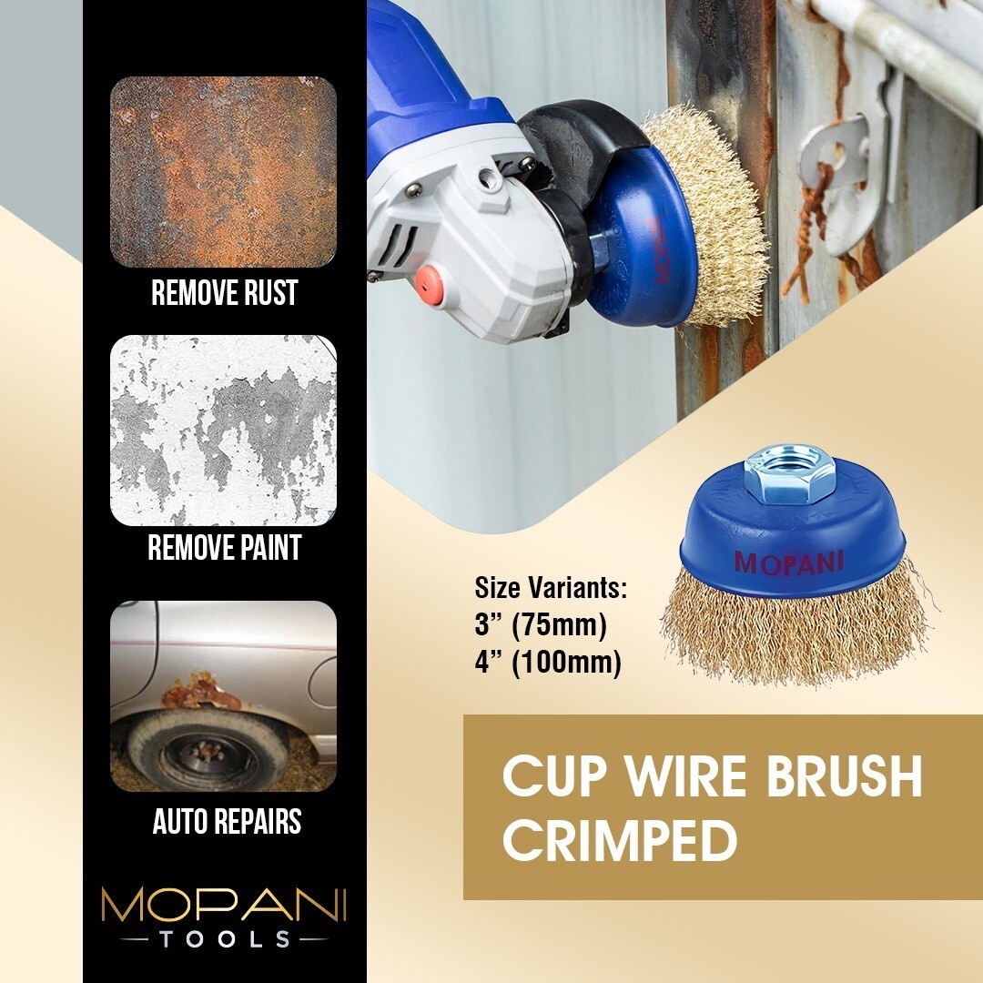 4″ Crimped Wire Cup Wheel Brush Set For Grinders, 5/8″-11 Threaded Arbor: 2 Pack