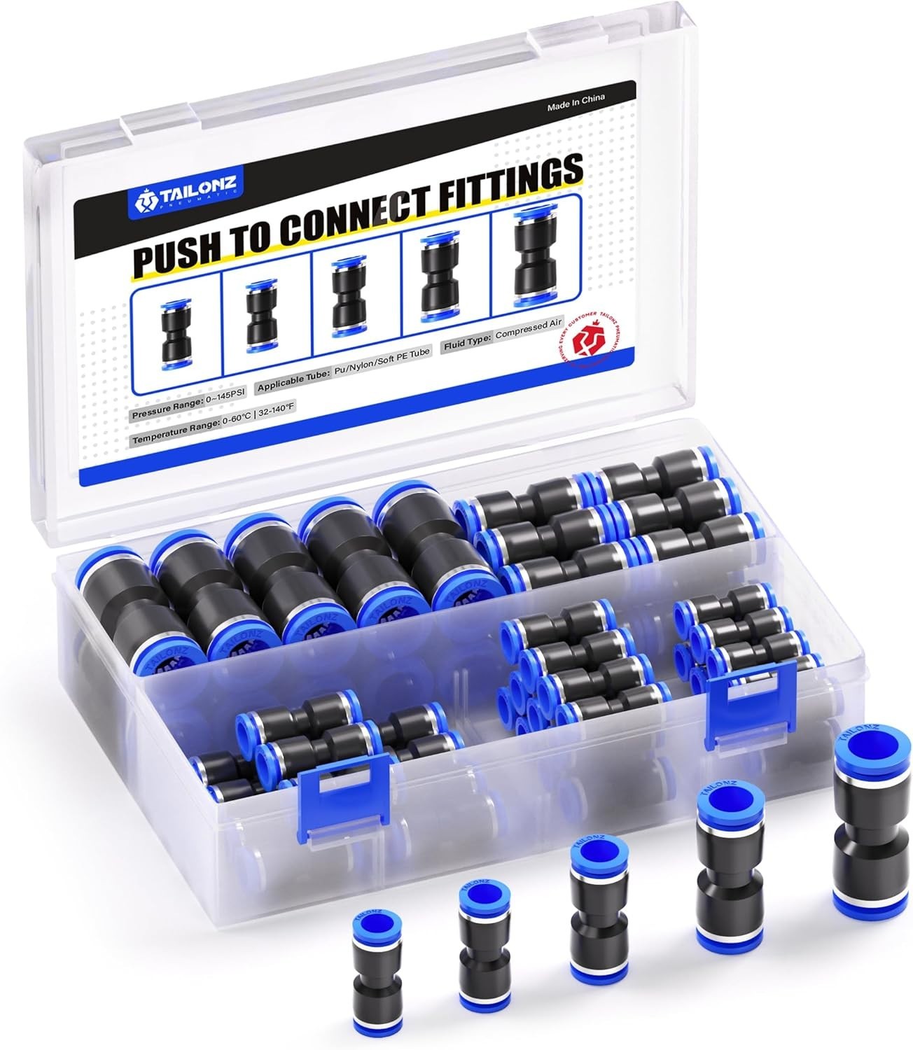 50 Pcs Quick Release Pneumatic Connectors – Versatile Air Line Fittings Set