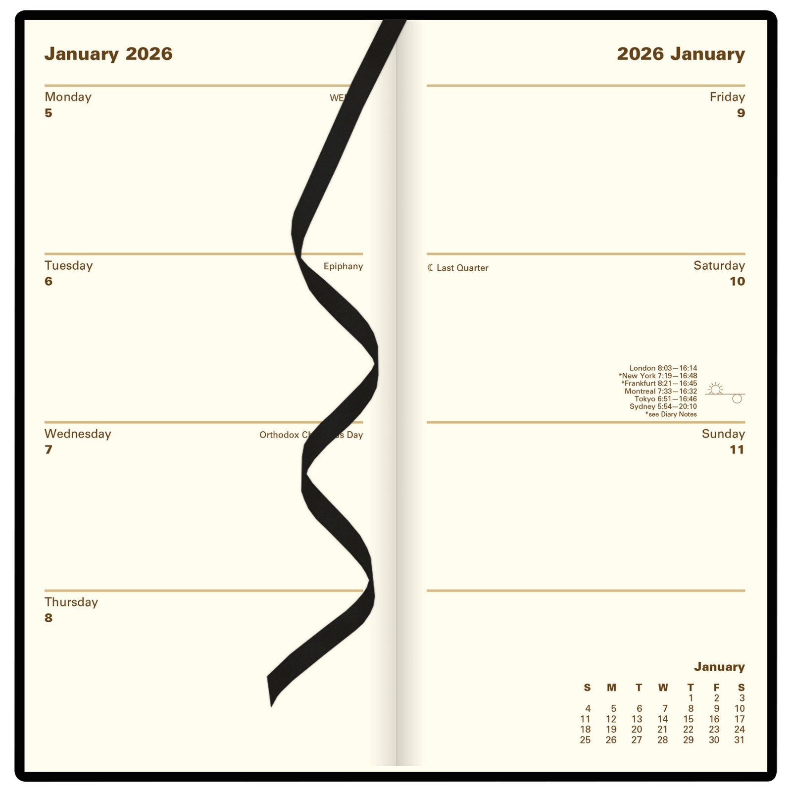 2026 Letts 38SU, C38SUBK Week to View Diary, Upright Format, 6-5/8 x 3-1/4″
