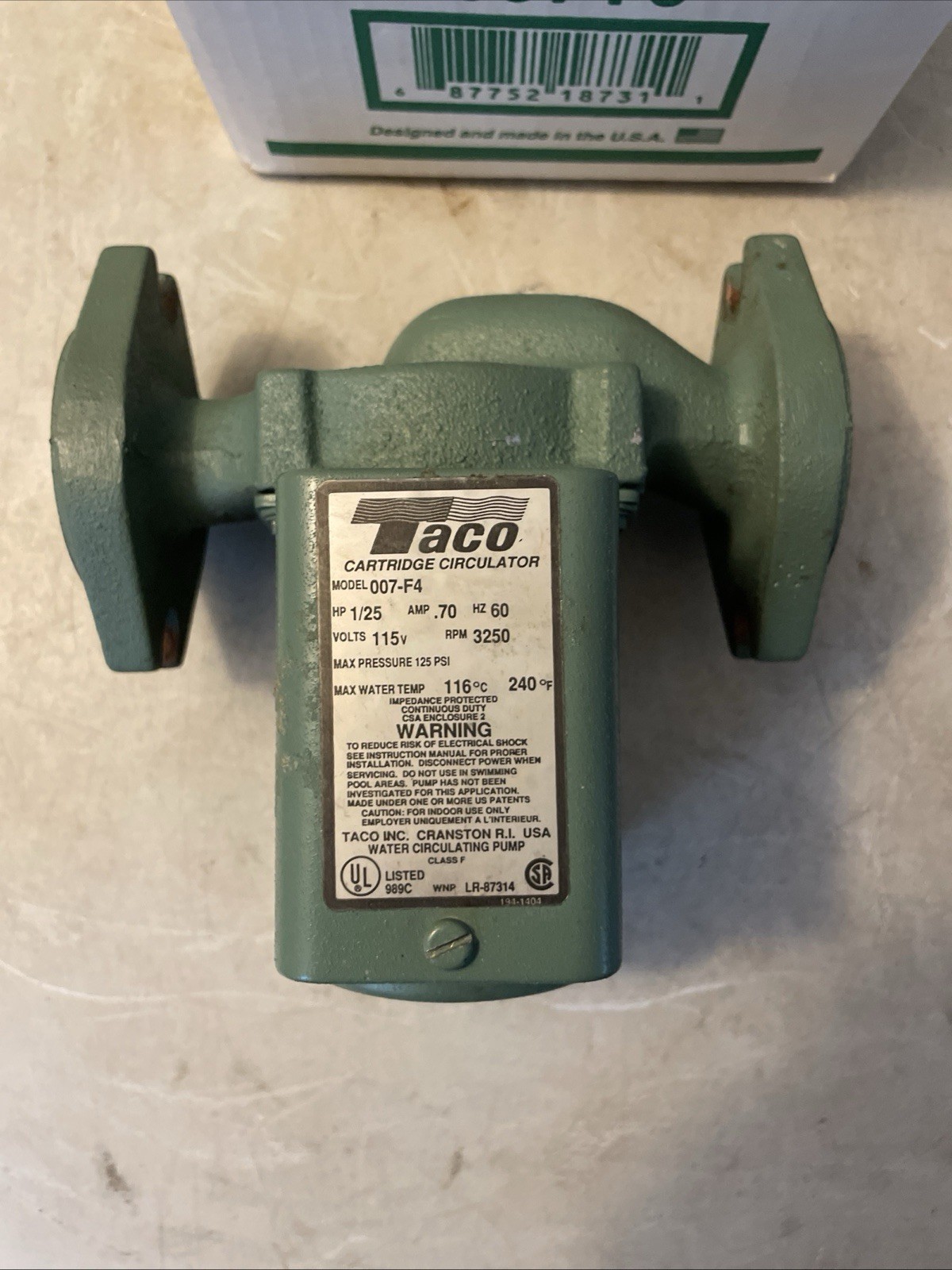 Taco Comfort Solutions 1/25 HP Cast Iron Circulator Pump 007-f5
