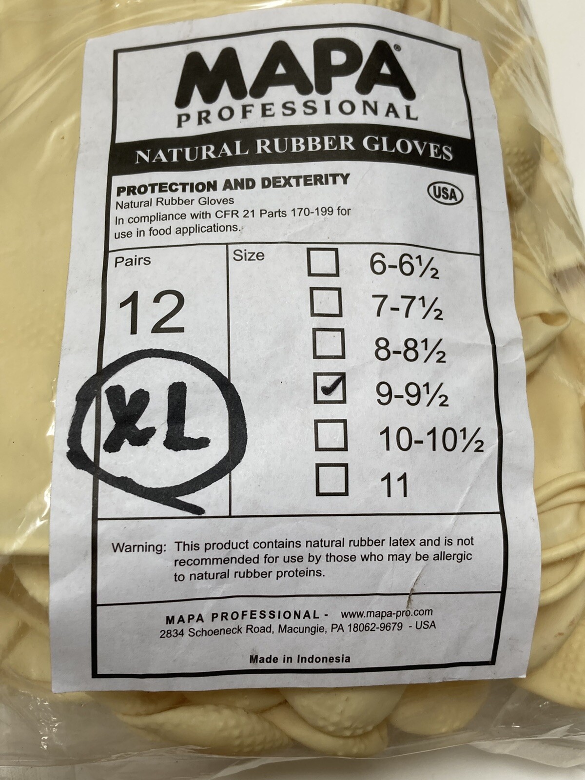 MAPA Professional Natural Rubber Gloves Size XL (9-9 1/2) 12 Pair Package – NWT