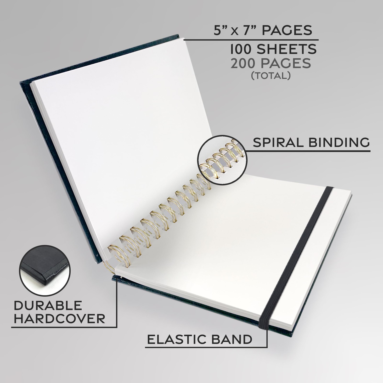 ArtSkills Stone Paper Sketchbook, Spiral Bound 5×7, Black