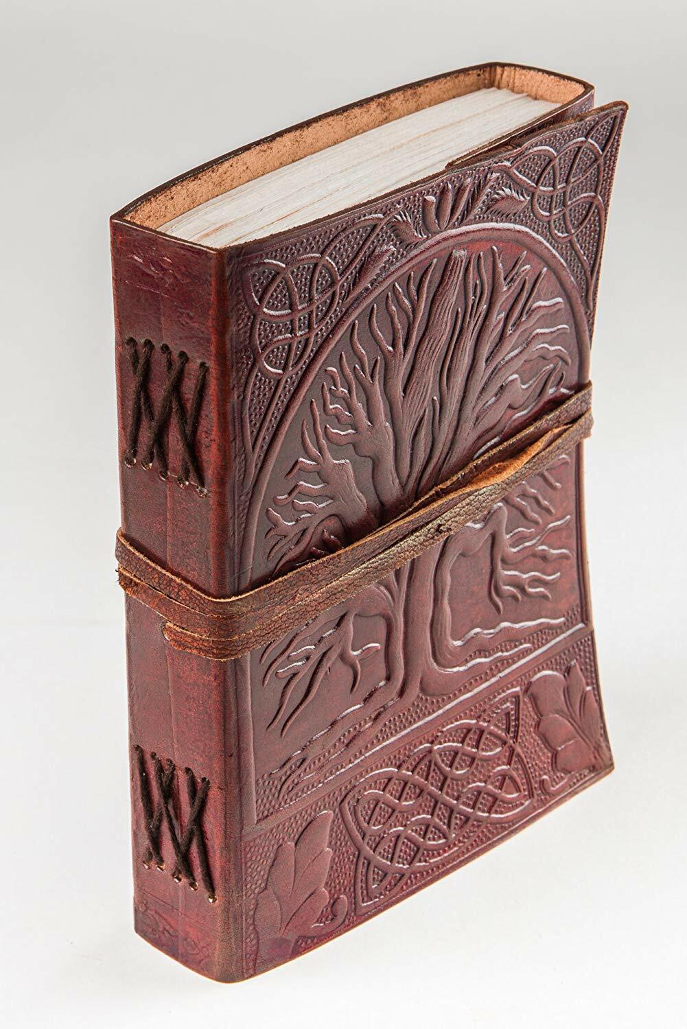Sacred Oak Tree of Life Blank Page BOOK Handcrafted Leather Writing JOURNAL 5×7