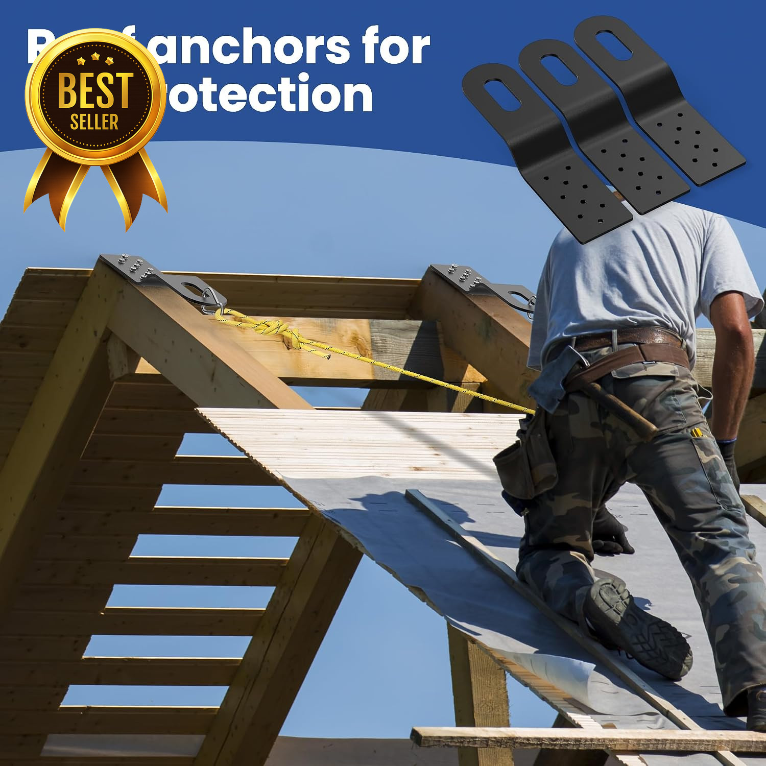 10 Pack Permanent Roof Safety Anchors Fall Protection Metal Wood Roof Black