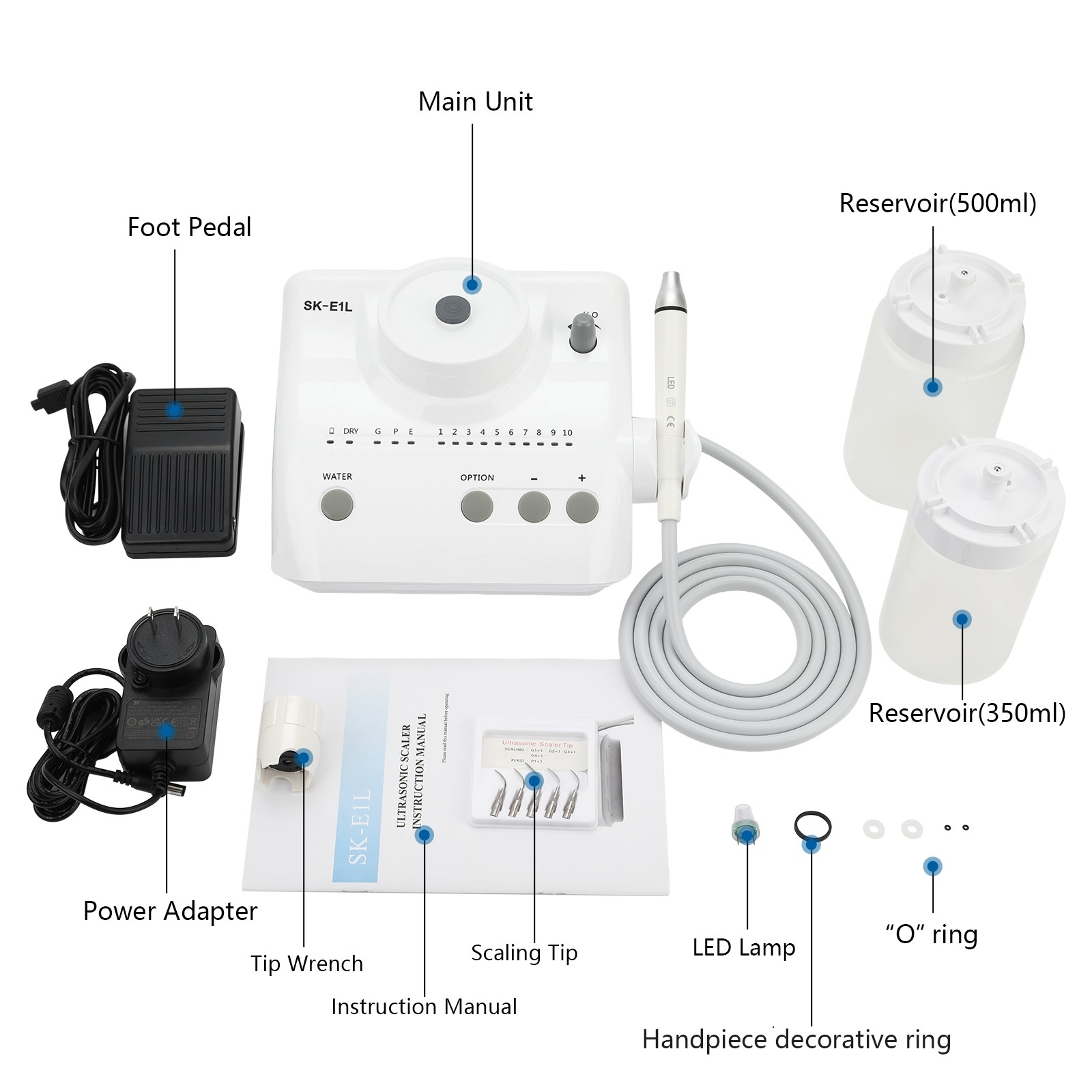 Dental SK-E1L LED Handpiece Ultrasonic Piezo Scaler Fit EMS Cavitron LED