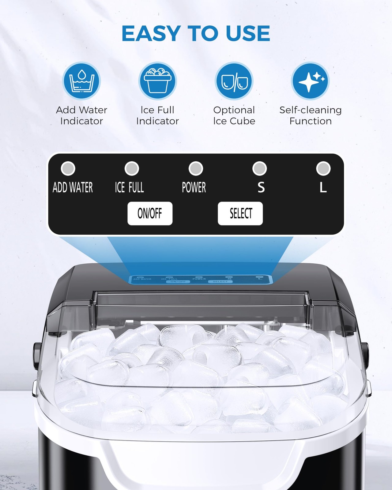 Ice Maker Countertop, Portable Ice Machine with Self-Cleaning, 26.5 lbs/24Hrs…