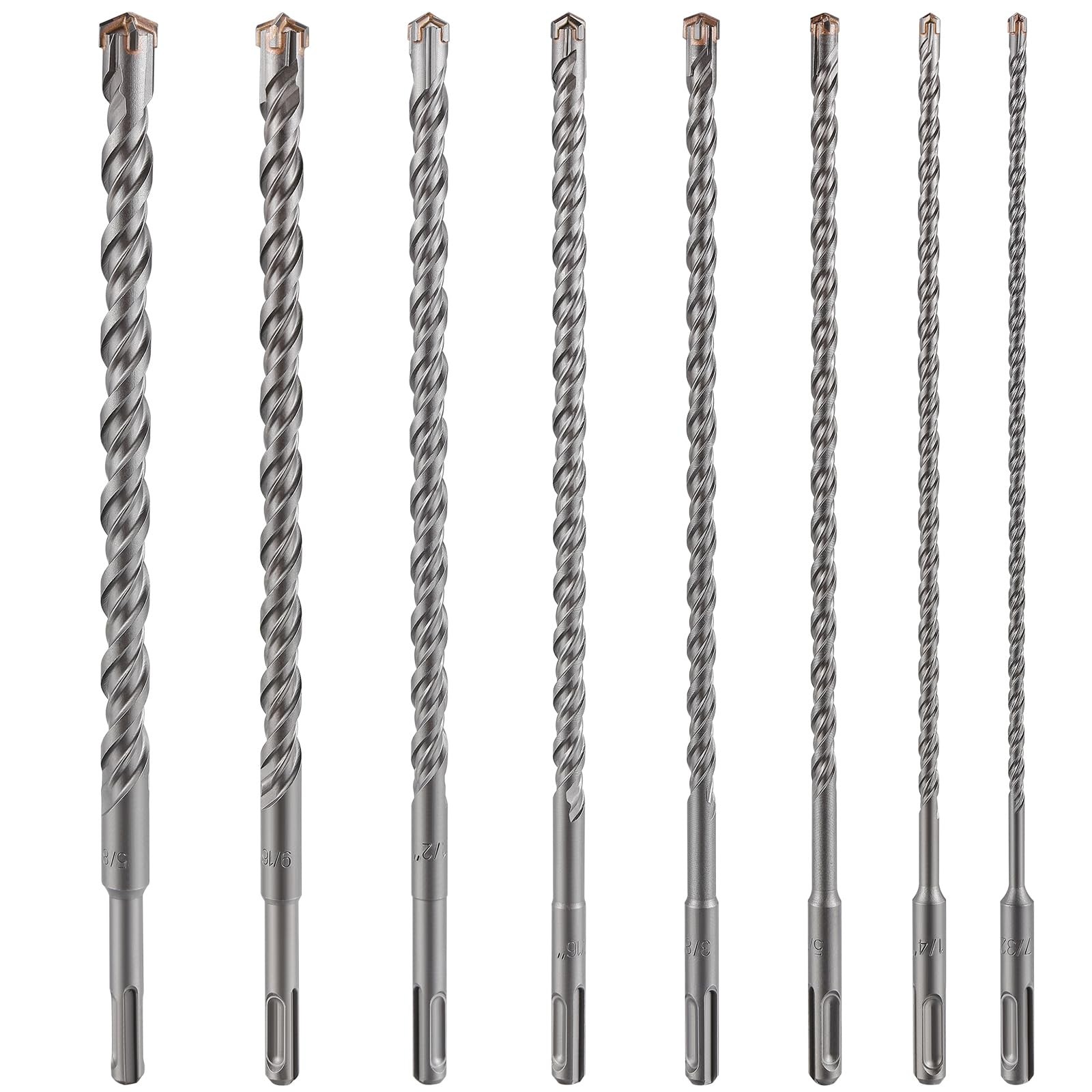 3 Pcs Long Concrete Drill Bit Set 1/4 Inch Cross Tip 10 to 12 Inch Masonry Kit