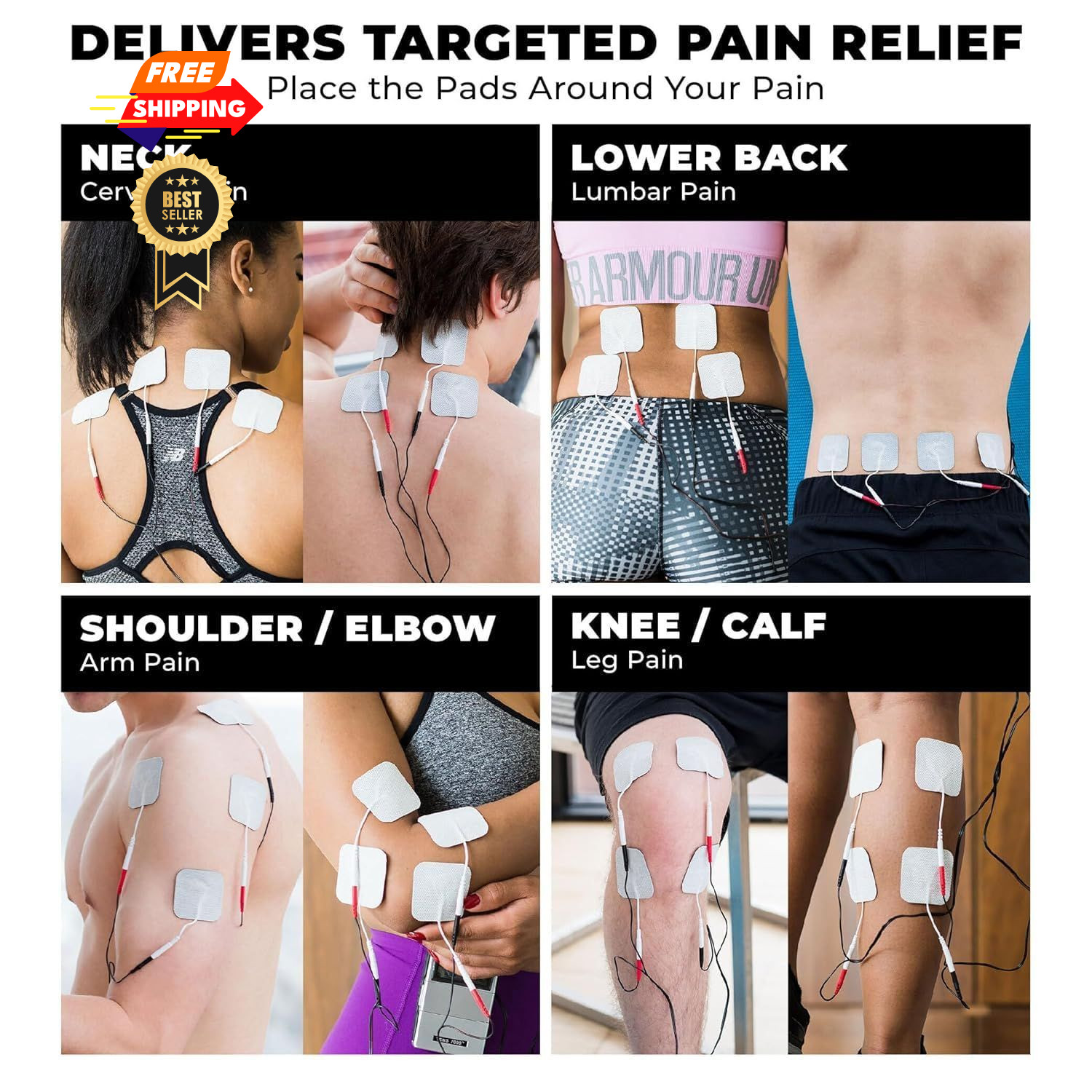TENS 7000 Digital Unit with Accessories – Muscle Stimulator Black