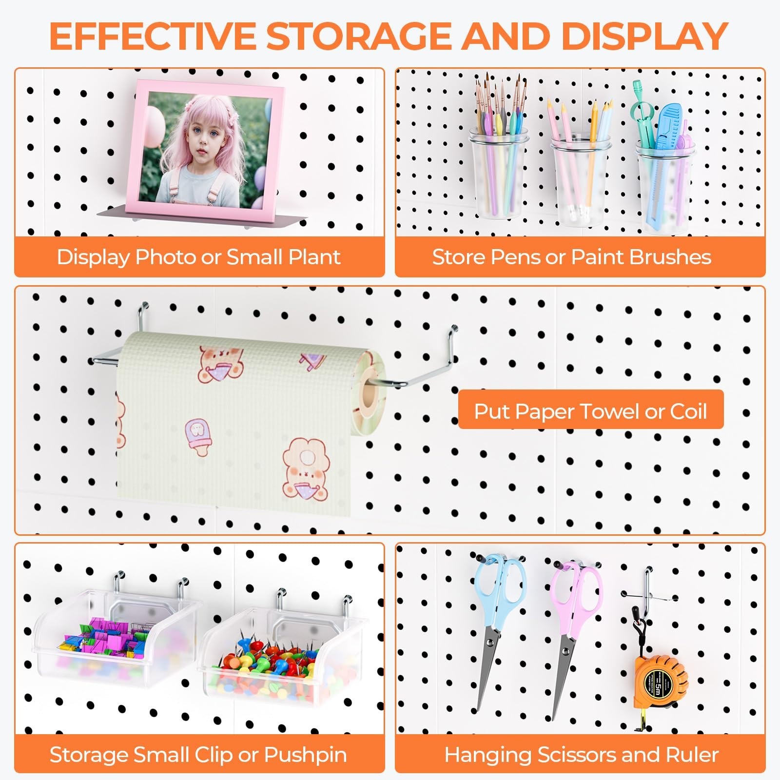 70PCS Metal Pegboard Kit – 4 White Panels, Hooks, Bins, Cups & Organizer for Cra