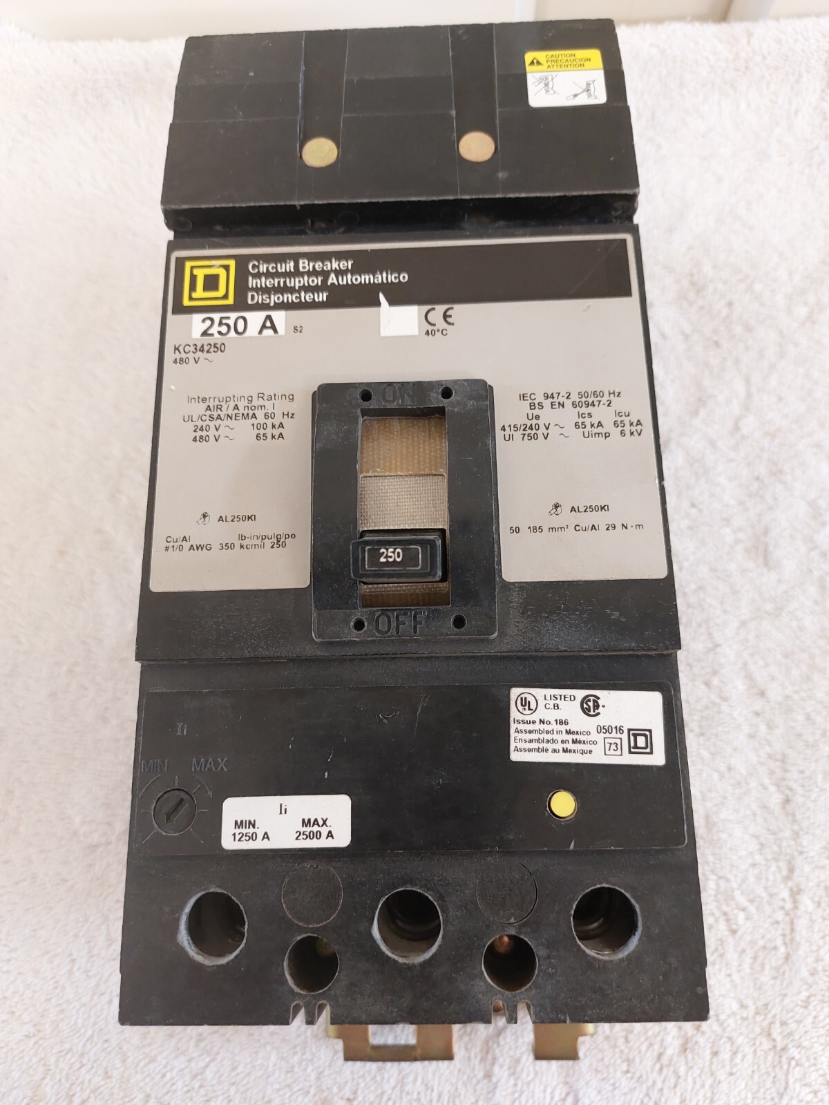 SQUARE D KC34250 250 AMP 480V 3P 65K I-LINE CIRCUIT BREAKER