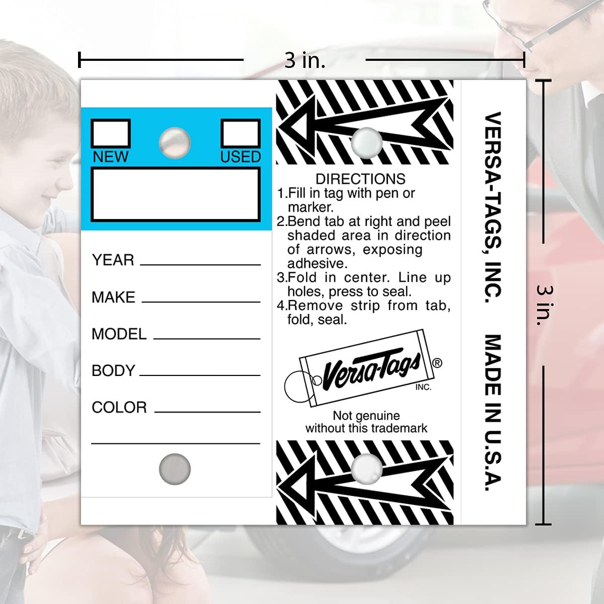 Versa-Tags 250 per Box, Self-Protecting Paper Key Tags with Chrome-Plated Split