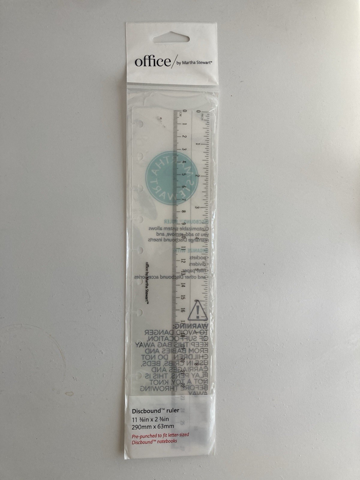 Martha Stewart Office Discbound Ruler Clear 11 3/8 in x 2 3/8″ in NEW