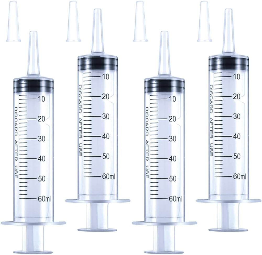 4 Pack 60Ml Large Syringe for Liquid with Tip Cap, Plastic Liquid Syringes Indiv