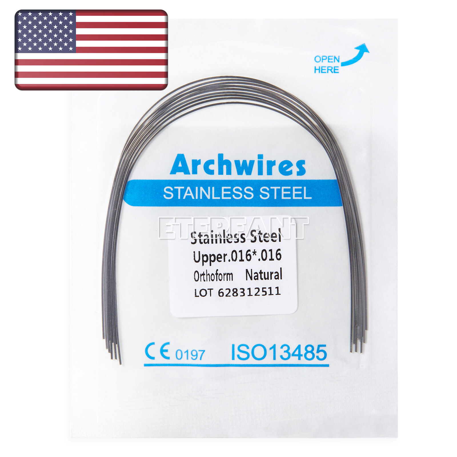 ETERFANT Dental Ortho Arch Wires Super Elastic NITI/Stainless Steel 10pcs/ pack