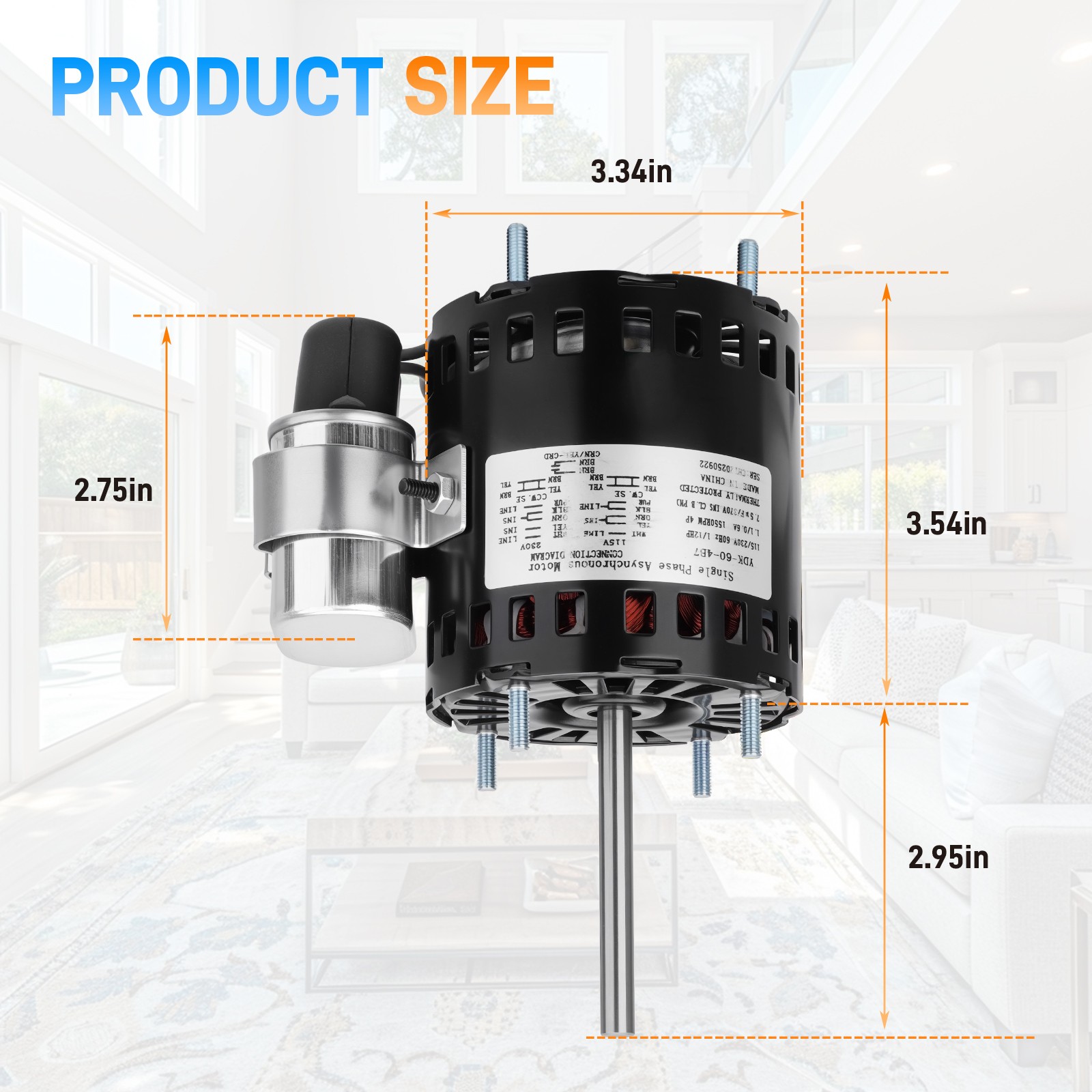 Refrigeration HVAC Fan Motor For FASCO D1127 9721 1/12 HP 1550 RPM 115/230V 60Hz