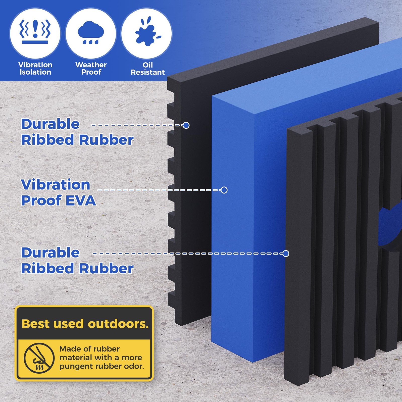 4PCS Anti Vibration Rubber Pads 2x2x7/8in Heavy Duty Air Compressor Isolators