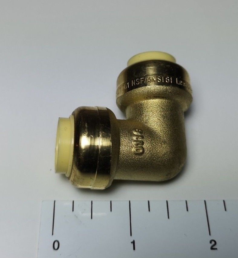 10 PIECES 1/2″ X 1/2″ PUSH FIT ELBOW FITTINGS – LEAD FREE BRASS, FULL PORT, NSF
