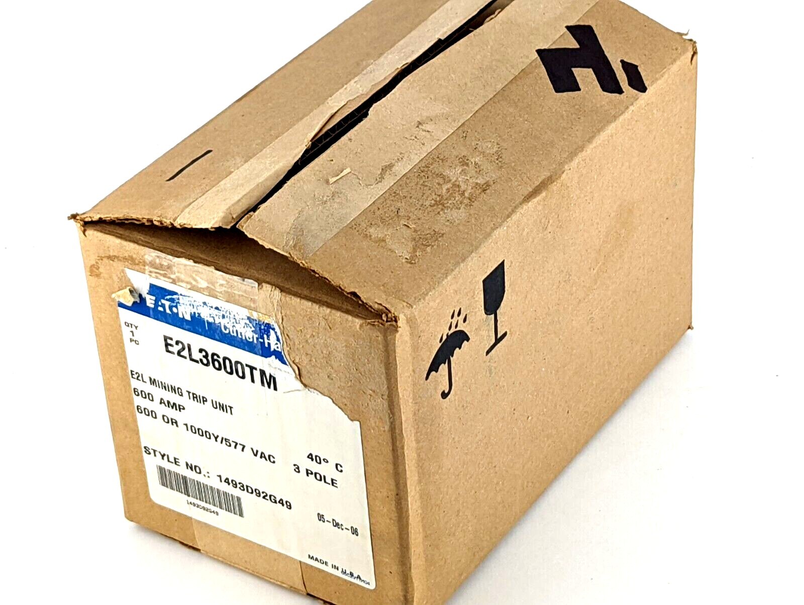 NEW Eaton E2L3600TM E2L Mining Trip Unit, 3P, 600A Trip Unit W/ Trip Range
