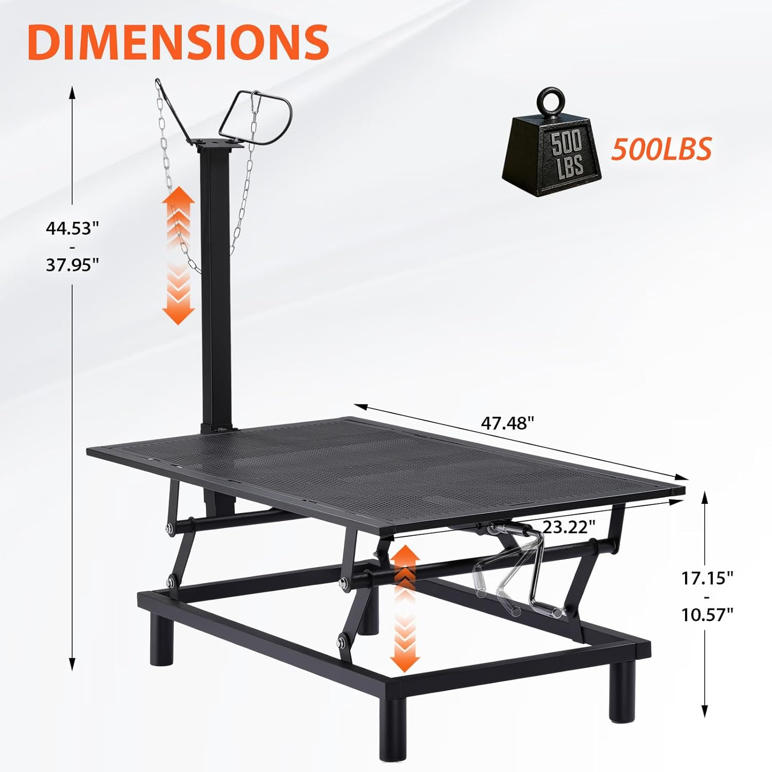 Goat Milking Stand with Hand Crank,Wheels – 48″X23″ Adjustable Headpiece & Heigh