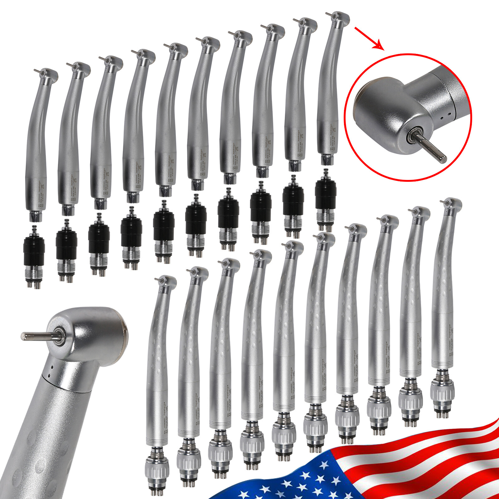 1-10*NSK/KAV Style Dental High Speed Turbine Handpiece Swivel Coupler 4 Holes