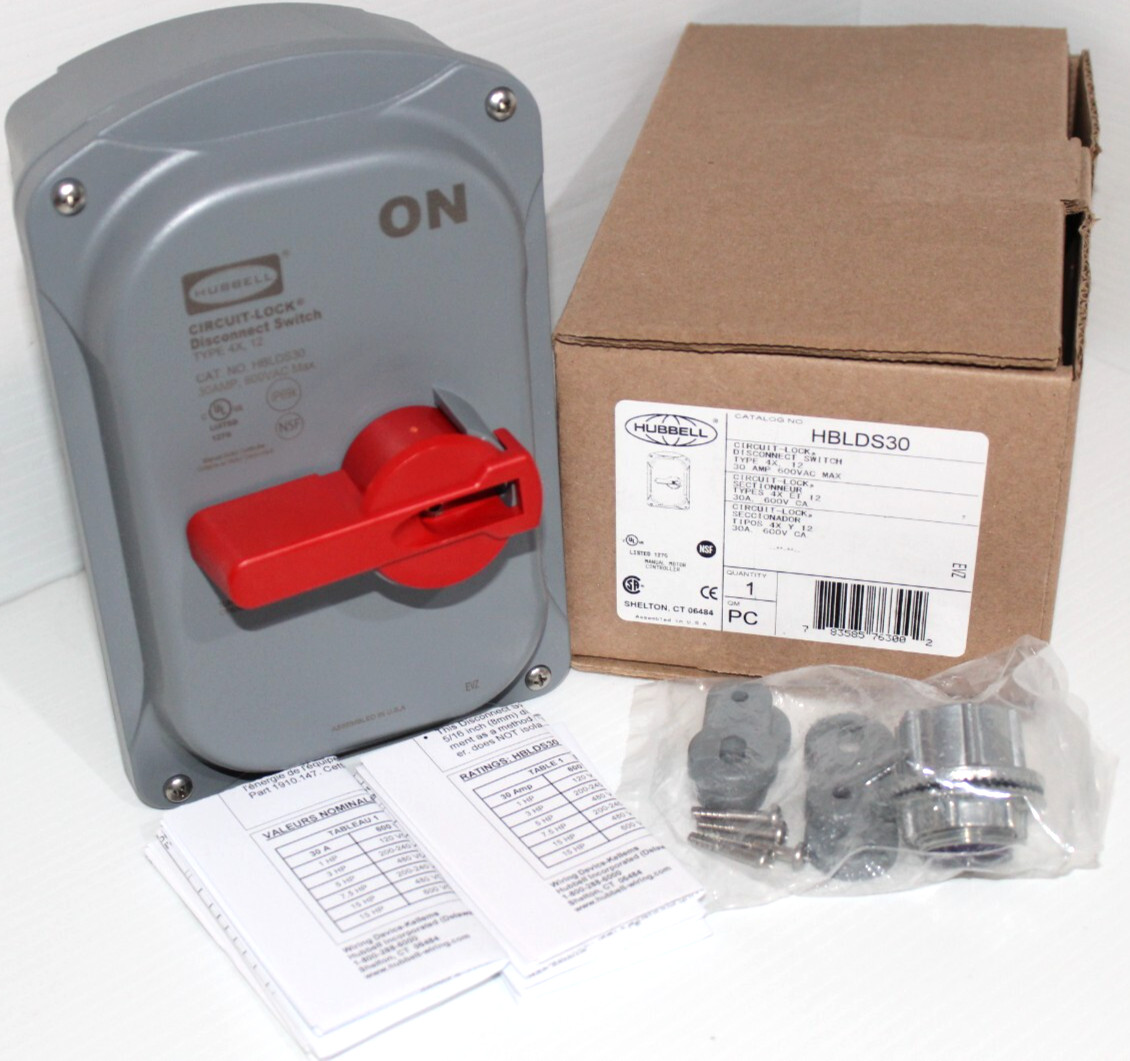 ⭐NEW IN BOX⭐ HUBBELL HBLDS30 CIRCUIT LOCK 30-Amp DISCONNECT SWITCH 600V 30A