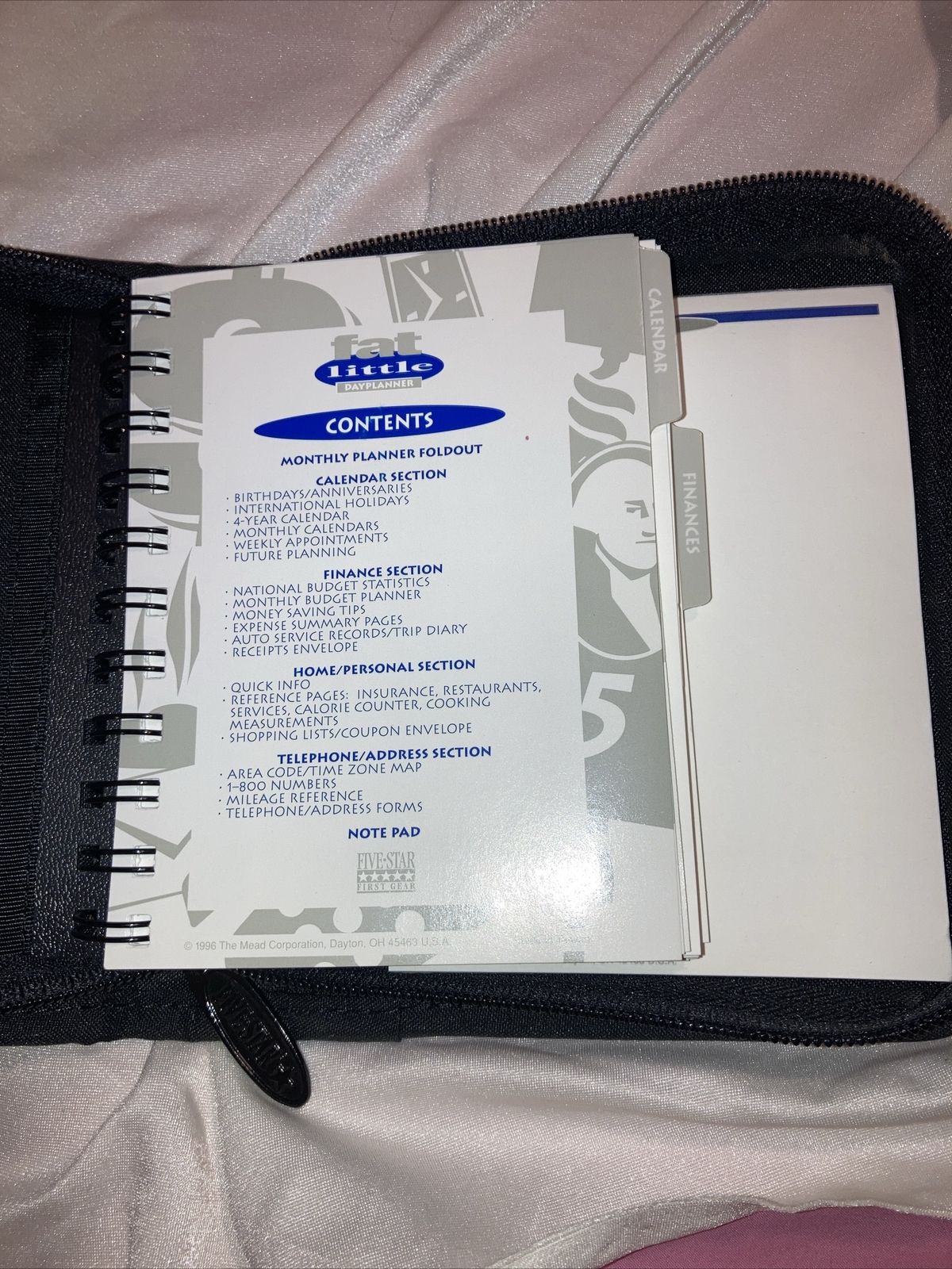 Mead Five Star Fat Little Day Planner 6.75″x5.5″ Zipper Binder Organizer 1996 !