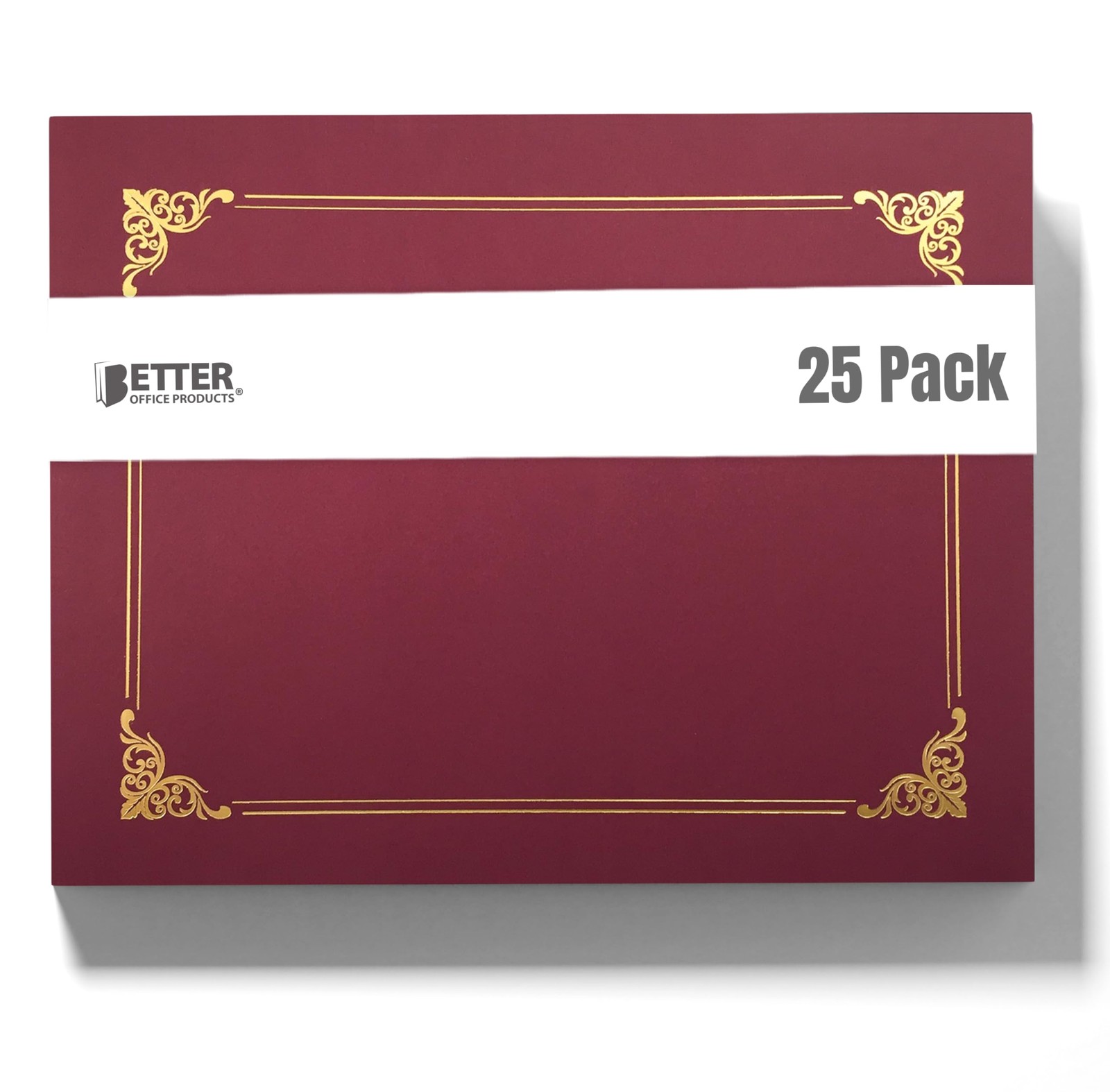Better Office Products 25 Pack Red Certificate Holders, Letter Size,