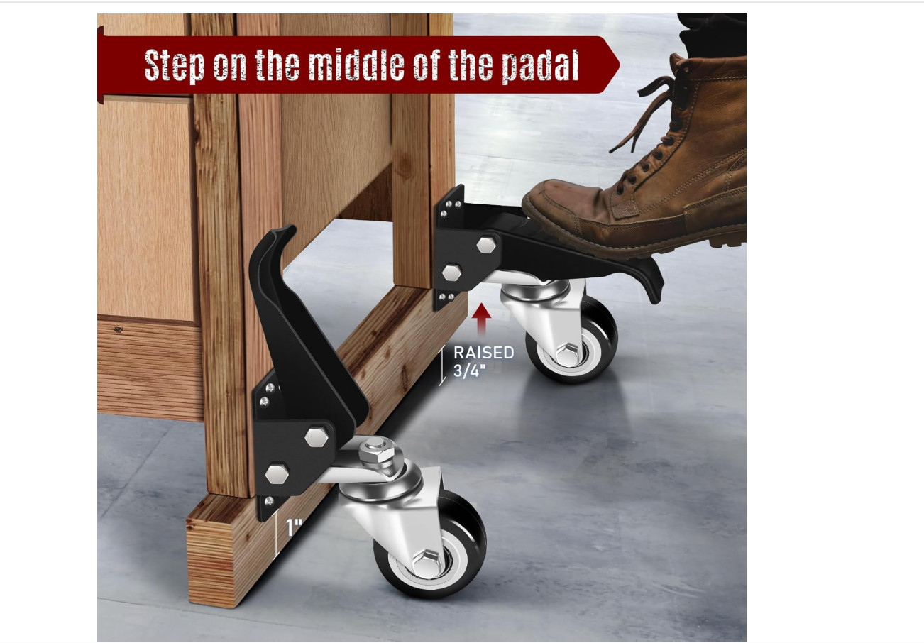 4 PACK Workbench Casters Kit 880Lbs Capacity EXTRA Heavy Duty Retractable Wheels
