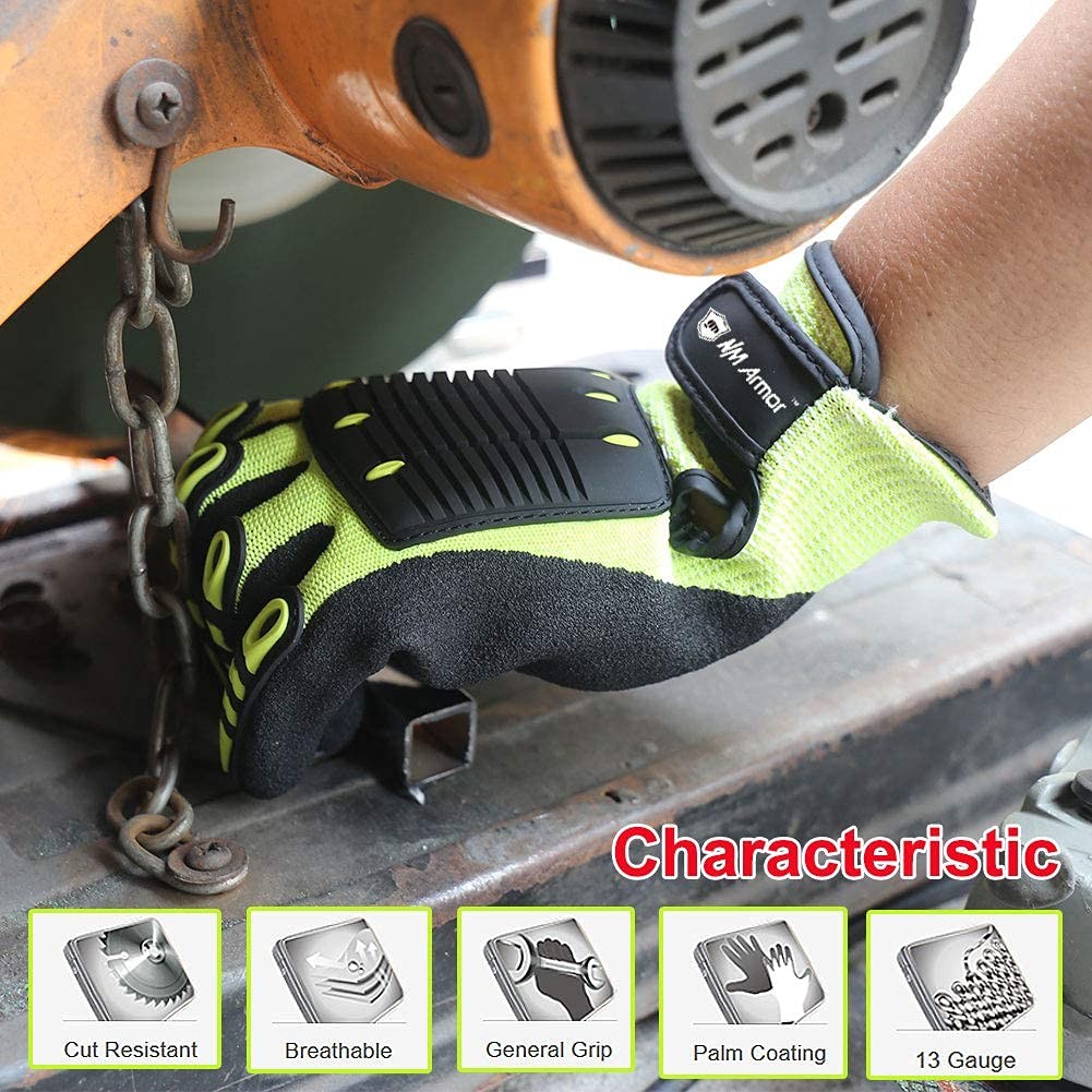 Anti Vibration Oil-proof Cut Resistant Safety Work Glove,Full finger,Yellow N…