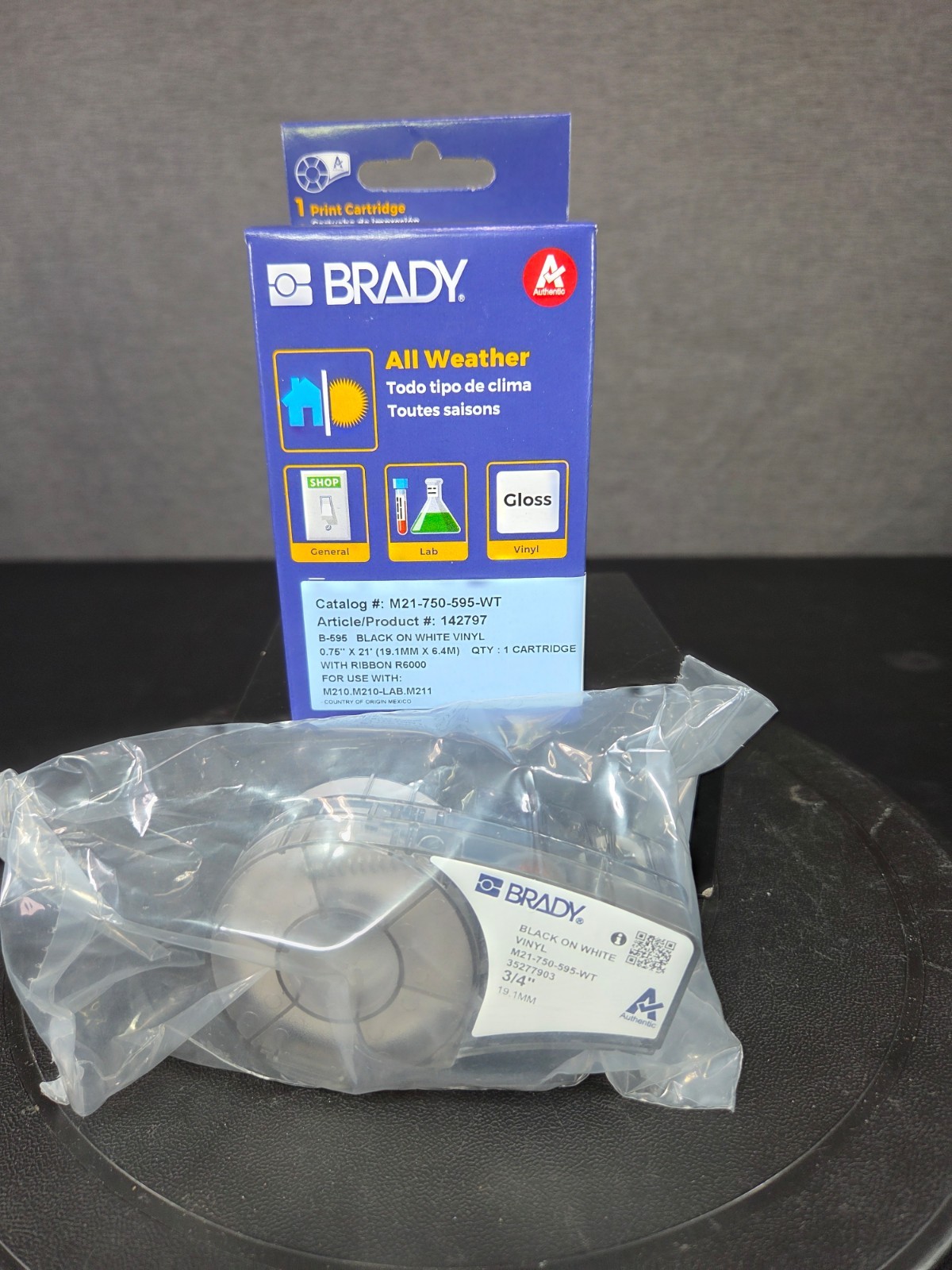 (QTY 1) Brady Print Cartridge M21-750-595-WT Indoor/Outdoor ID NEW! FAST SHIP!💨