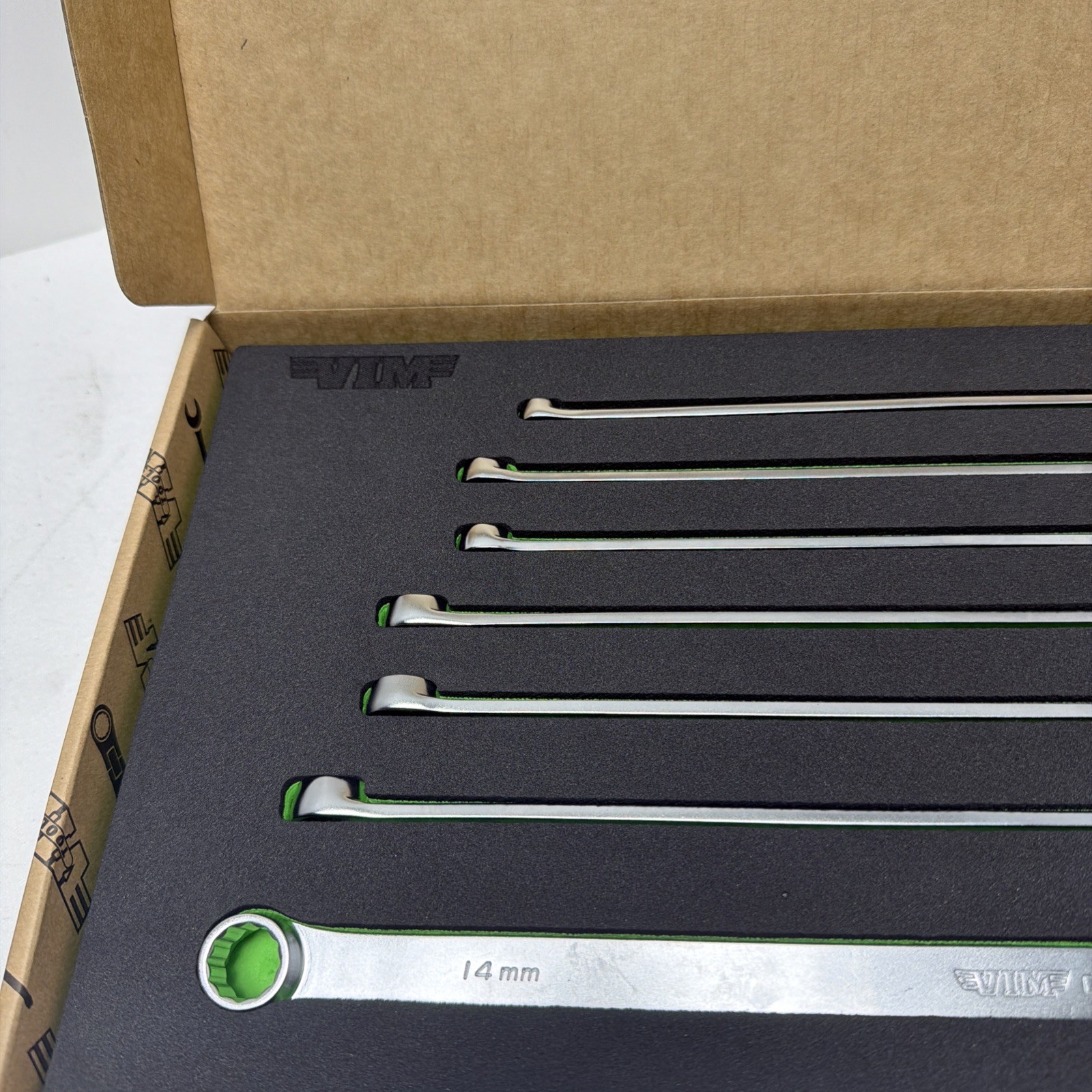 DFXL100A VIM Tools 7 Piece Deep Spline Ratcheting Flex Head XL Wrench Set (8-14